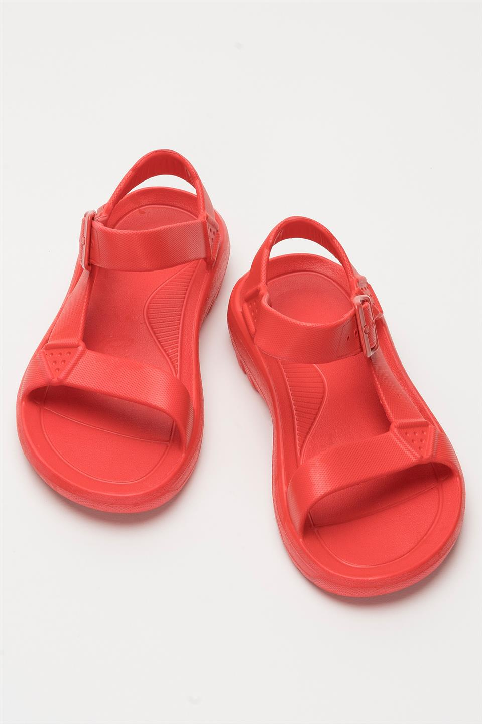 Unisex Eva Spor Kaymaz Yürüyüş Sandaleti KIRMIZI