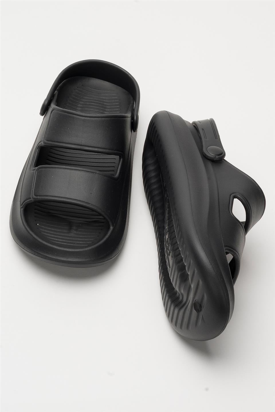 Unisex Ortopedik Deniz Havuz Terliği Sandalet SİYAH