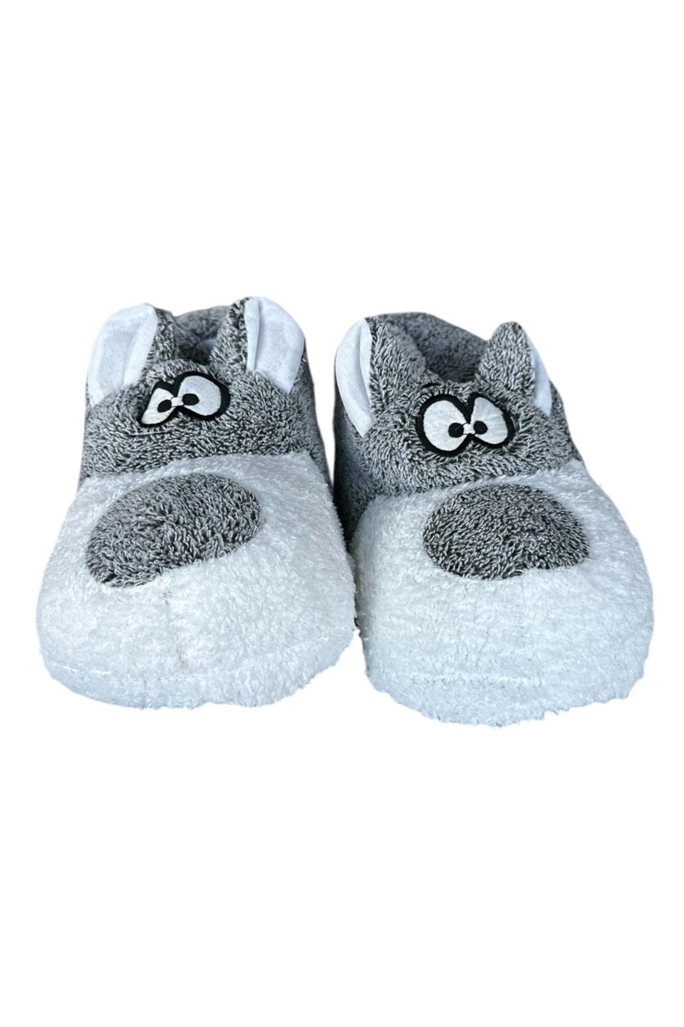 Unisex Panduf Ses Yapmayan Ev Patiği BEYAZ - GRİ