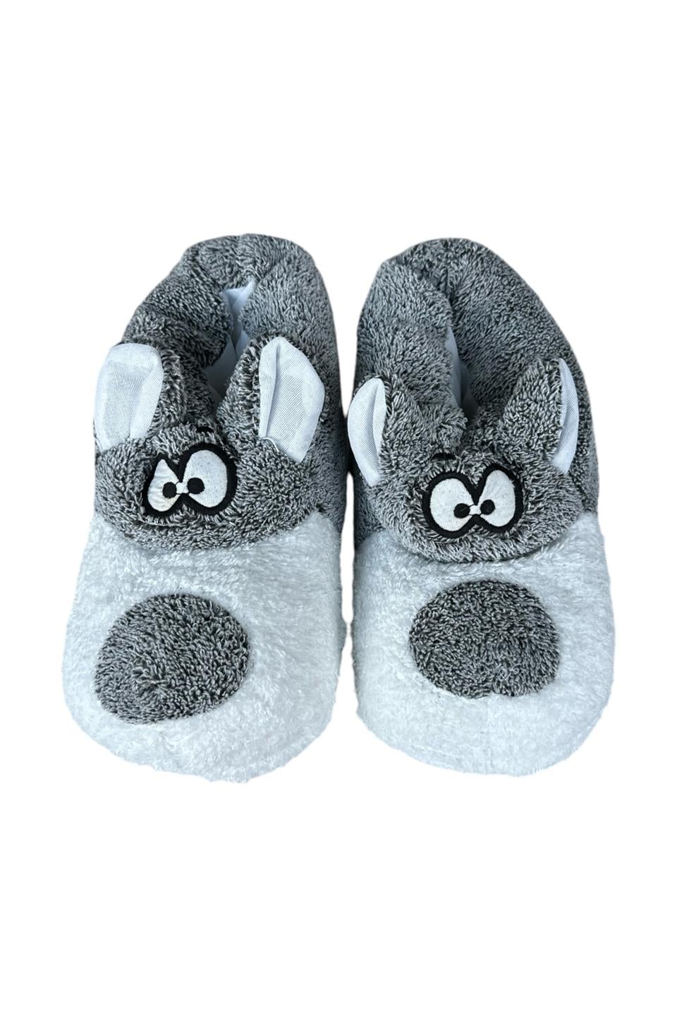 Unisex Panduf Ses Yapmayan Ev Patiği BEYAZ - GRİ