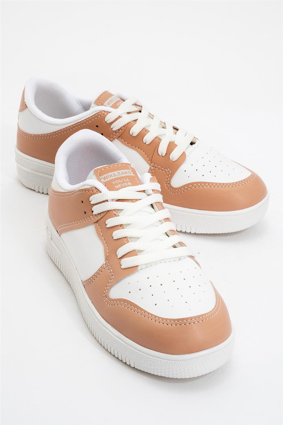 Unisex Spor Sneaker Ayakkabı BEYAZ - PUDRA
