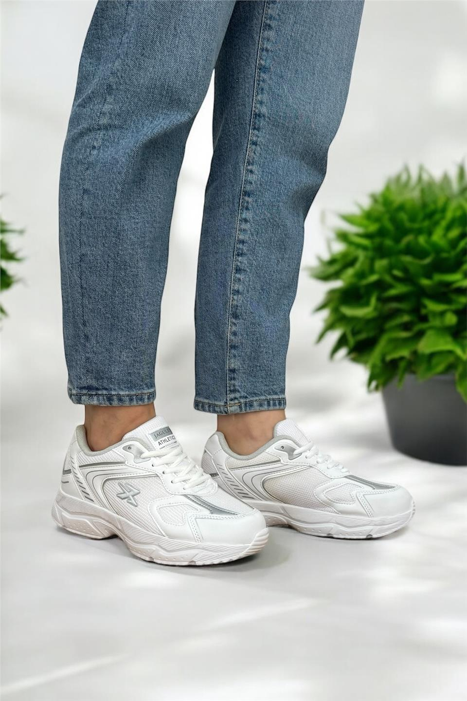 Unisex Su İtici Spor Ayakkabı BEYAZ GÜMÜŞ
