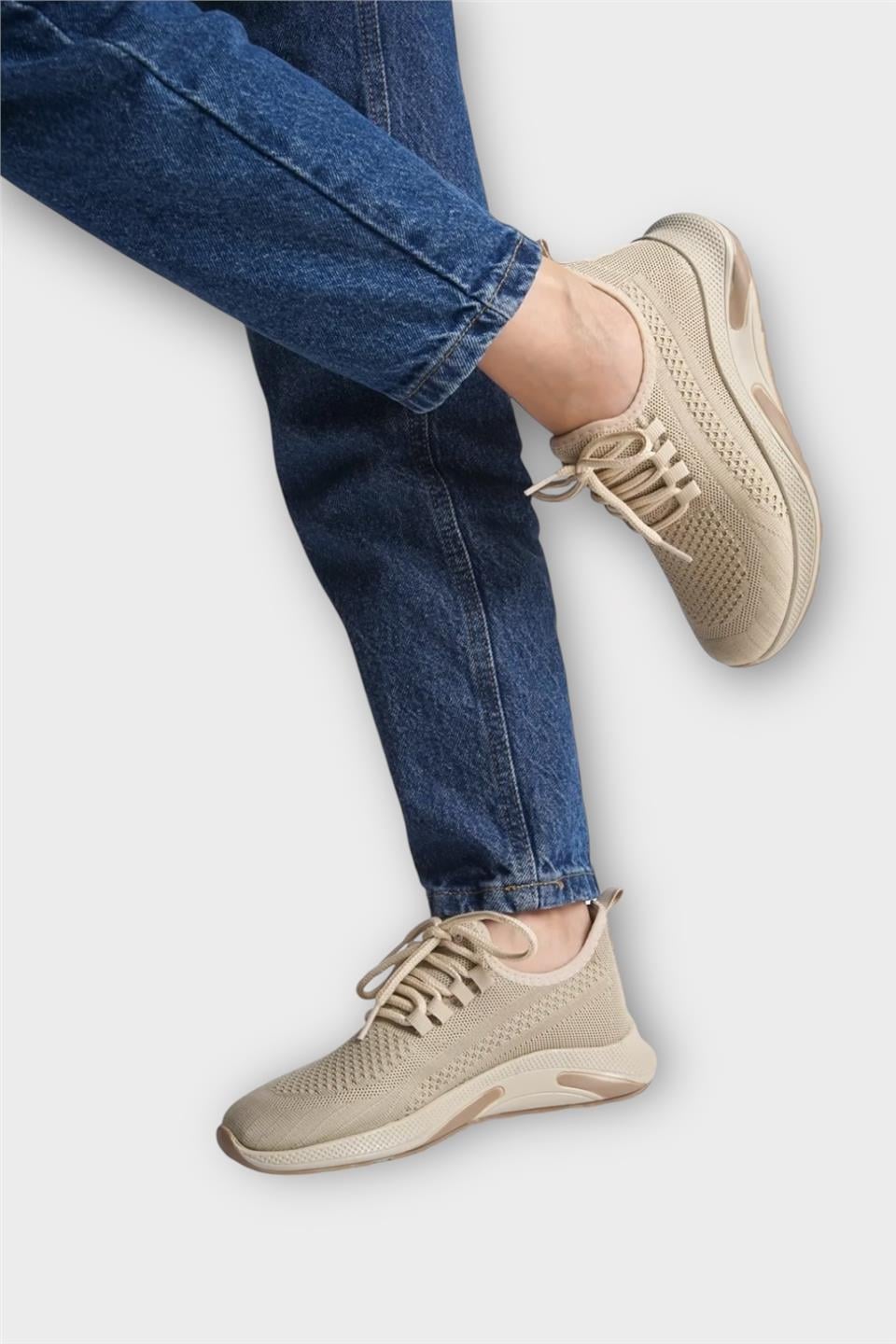 Unisex Yazlık Triko Spor Ayakkabı BEJ