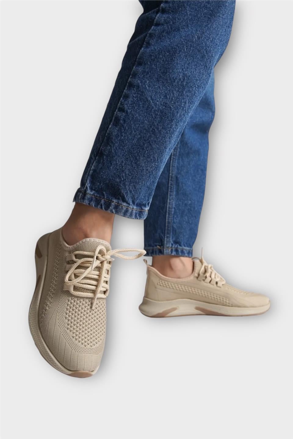 Unisex Yazlık Triko Spor Ayakkabı BEJ