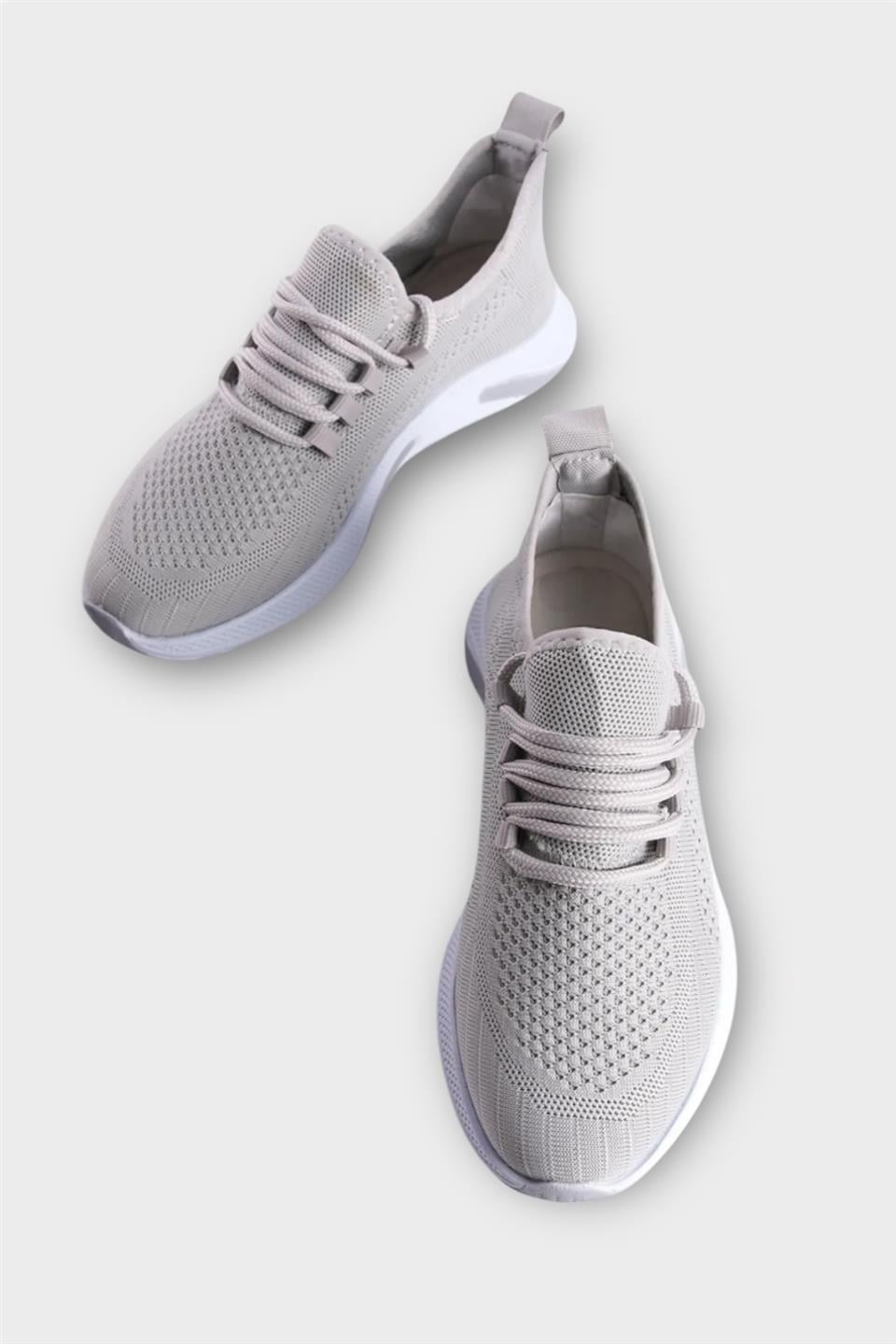 Unisex Yazlık Triko Spor Ayakkabı GRİ - BEYAZ
