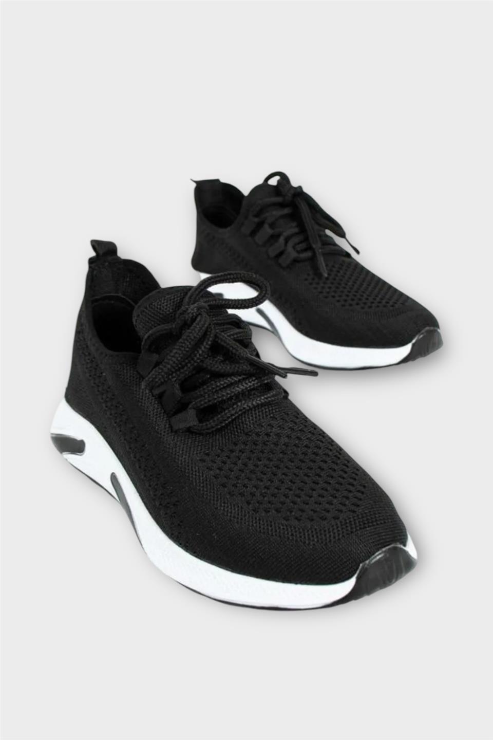 Unisex Yazlık Triko Spor Ayakkabı SİYAH - BEYAZ