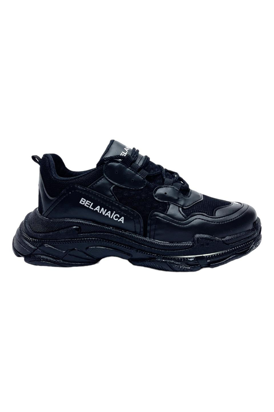 Yüksek Taban Erkek Ayakkabı Siyah Sneaker