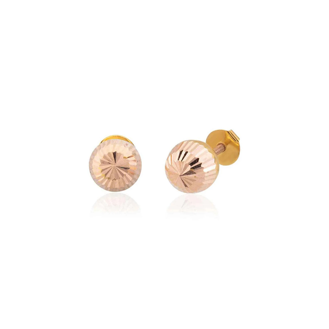 Kesikli Top Küpe 2.5 Cm 14 Ayar Rose Altın