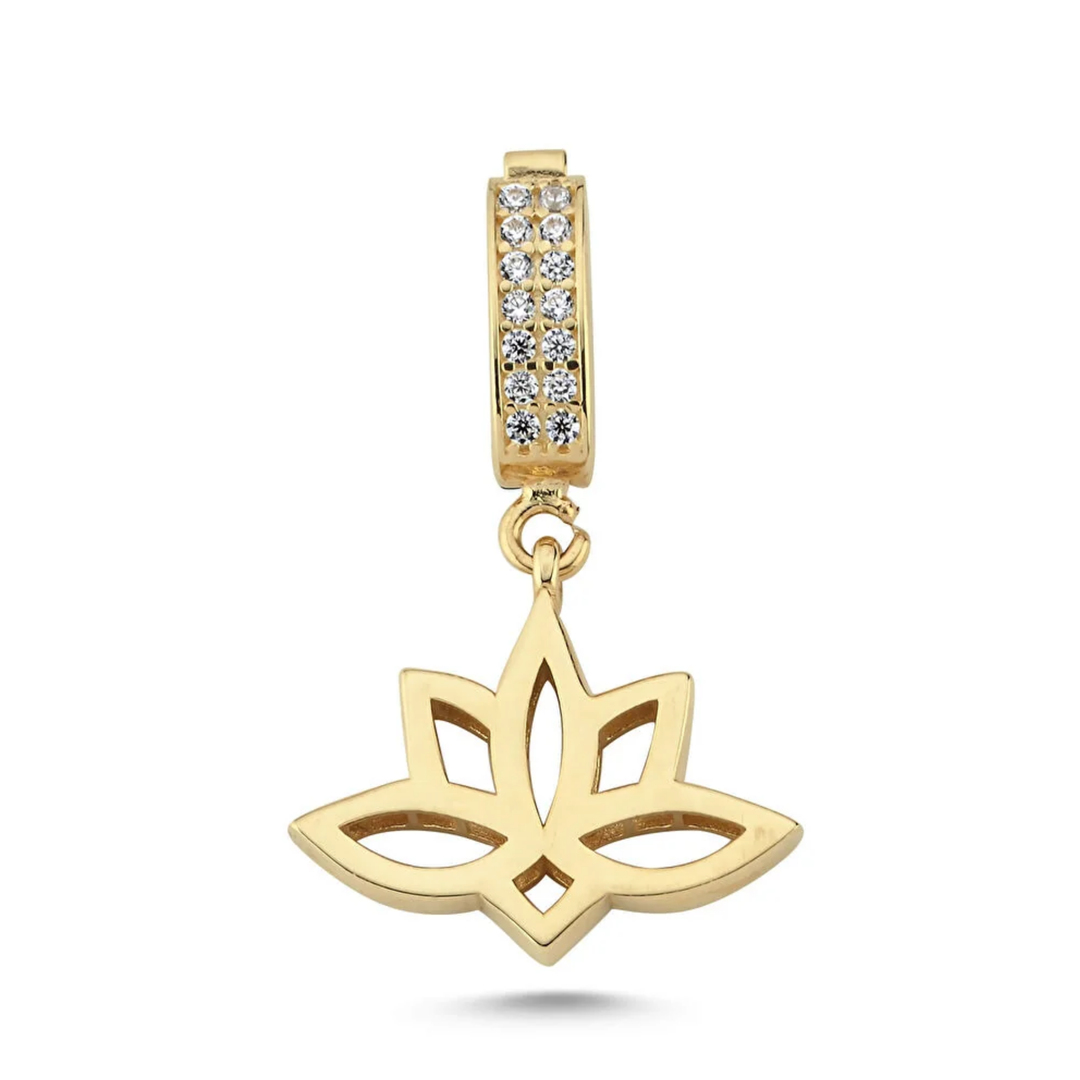 Lotus Kolye Ucu 14 Ayar Altın