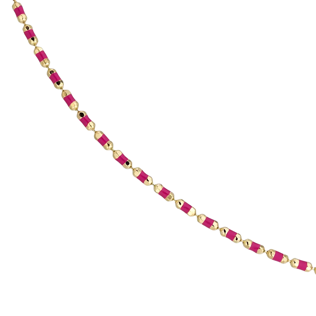 Pembe Mineli 14 Ayar Altın Zincir
