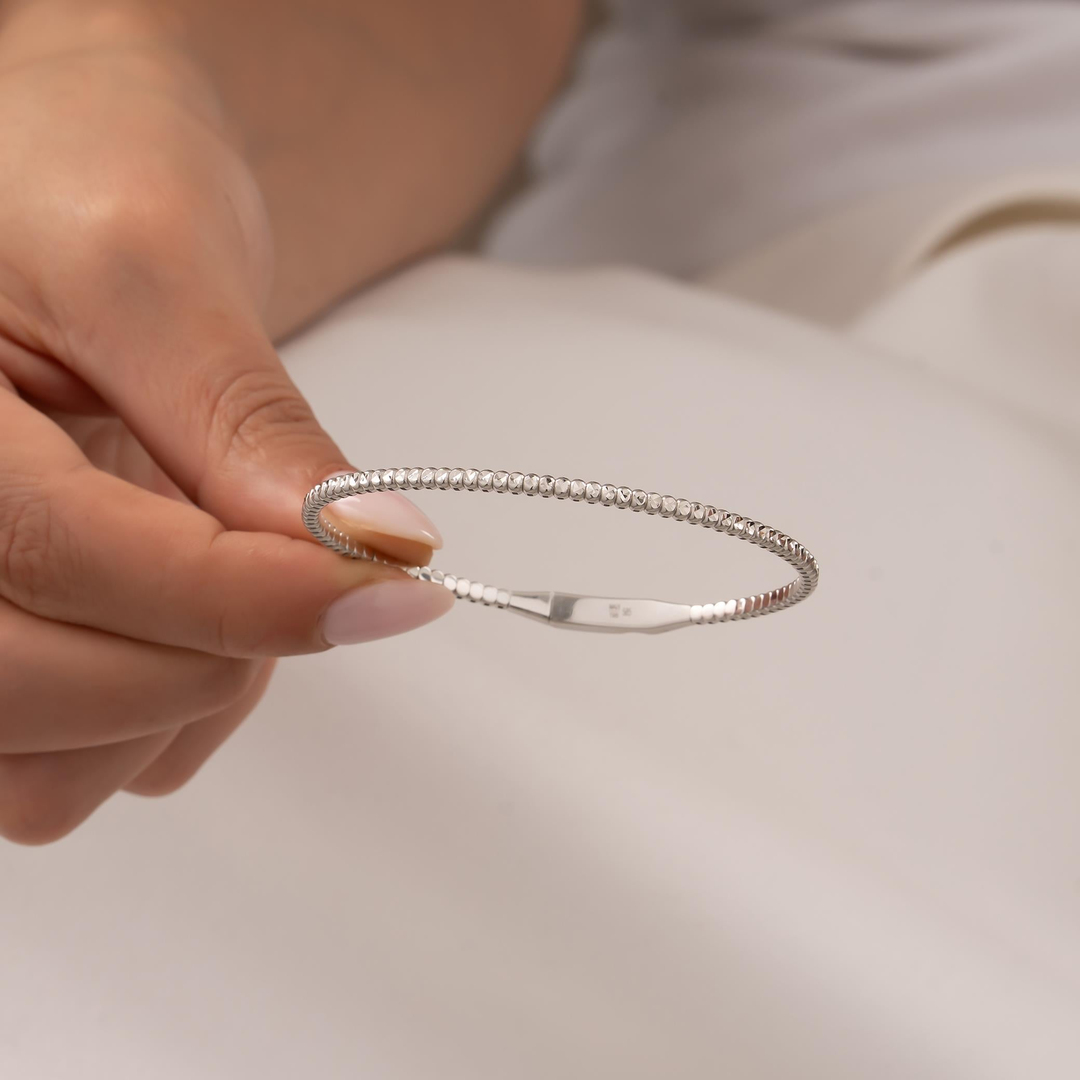 Su Yolu 14 Ayar Beyaz Altın Kelepçe