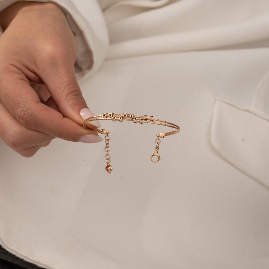 Taşlı 14 Ayar Rose Altın Kelepçe
