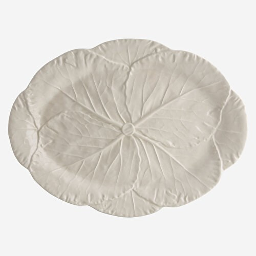 BORDALLO PINHEIRO Cabbage Beyaz Seramik Servis Tabağı 43 Cm