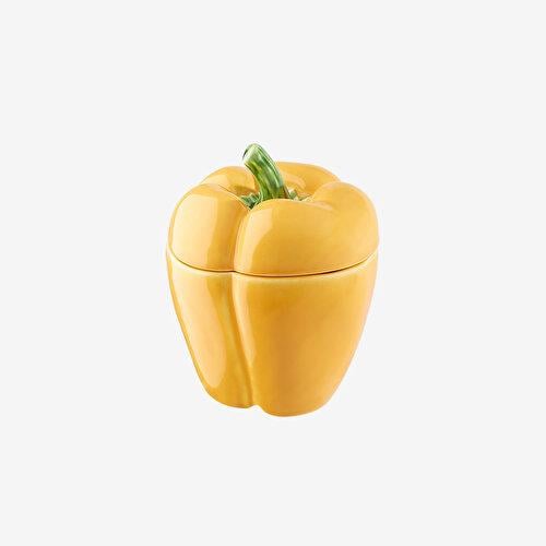 BORDALLO PINHERIO Pepper Sarı Seramik Saklama Kabı 12,5 Cm
