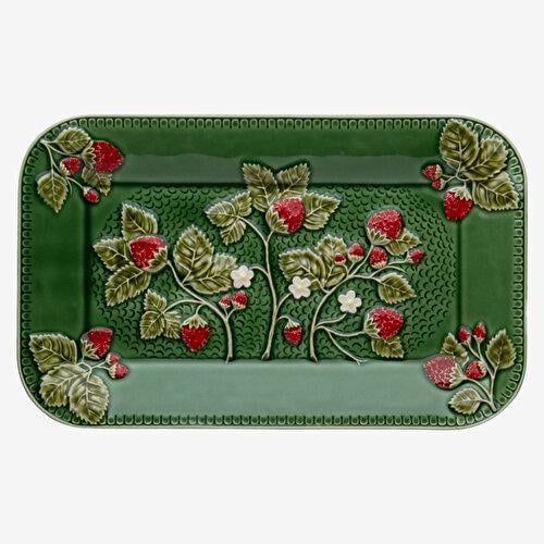 BORDALLO PINHERIO Strawberries Yeşil Seramik Servis Tabağı 34 Cm