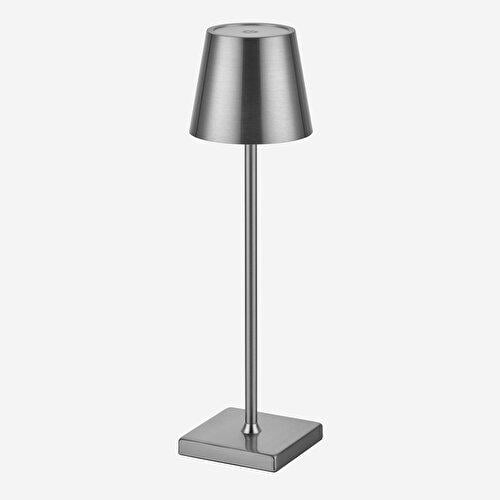 Chiara Alessi Footed Silver Stainless Steel Rechargeable Table Lamp 10x10x38 cm