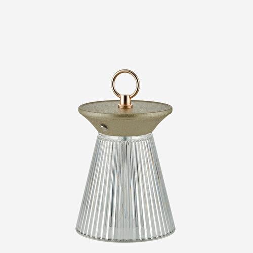 Chiara Alessi Latern Gri Paslanmaz Çelik Şarjlı Masa Lambası 12X12x12 Cm