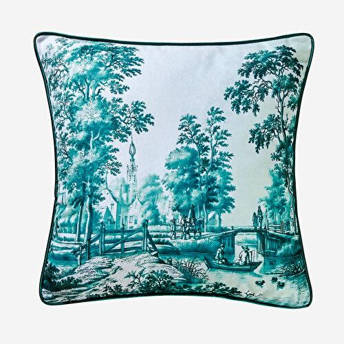Chiara Alessi Romance Yeşil Kadife Dekoratif Yastık 43X43 Cm