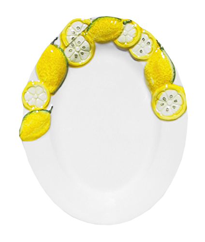 EDELWEISS ITALY Limoni Bordo Seramik Servis Tabağı 22X14 Cm