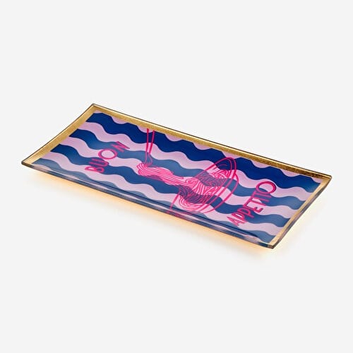 Gift Company Mavi Cam Buon Appetito Dekoratif Tabak 10X0,8X21 Cm