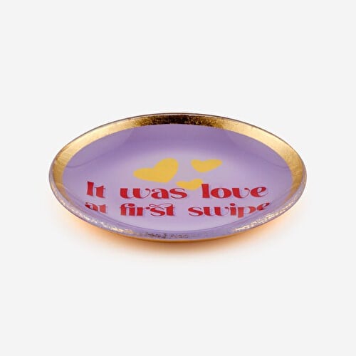 Gift Company Mor Cam Love Swipe Dekoratif Tabak 10X0,8X10 Cm