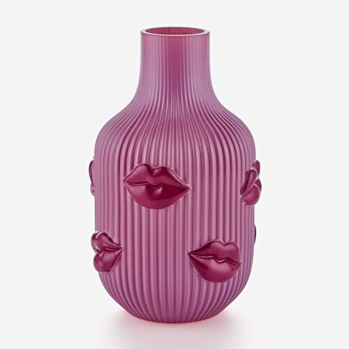 Gift Company Neon Pembe Cam Lips Vazo 15X25x15 Cm