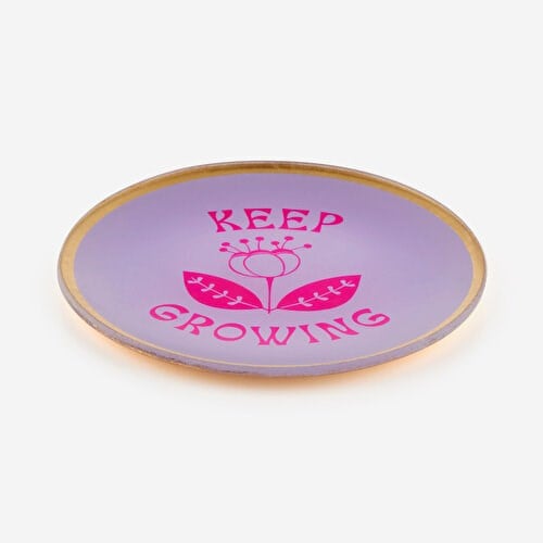 Gift Company Pembe Cam KeepGrowing Dekoratif Tabak 13X1x13 Cm