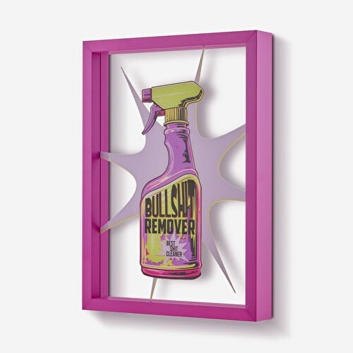 Gift Company Pembe Cam MDF Bullshit Remover Çerçeve 26X35x4 Cm