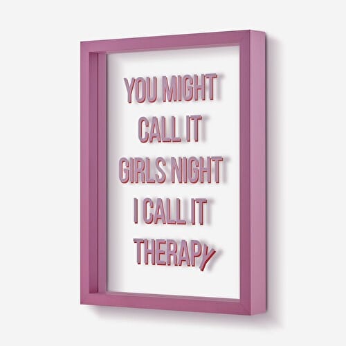 Gift Company Pembe Cam MDF CALL IT Therapy Çerçeve 26X35x4 Cm