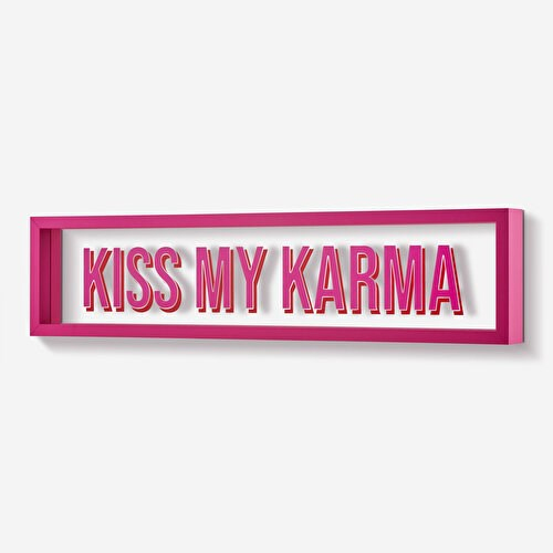 Gift Company Pembe Cam MDF Kiss My Karma Çerçeve 51X12x4 Cm