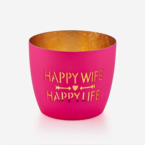 Gift Company Pembe Demir Happy Wife&Happy Life Mumluk 8X5x10 Cm
