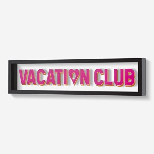 Gift Company Siyah Cam MDF Vacation Club Çerçeve 51X12x4 Cm