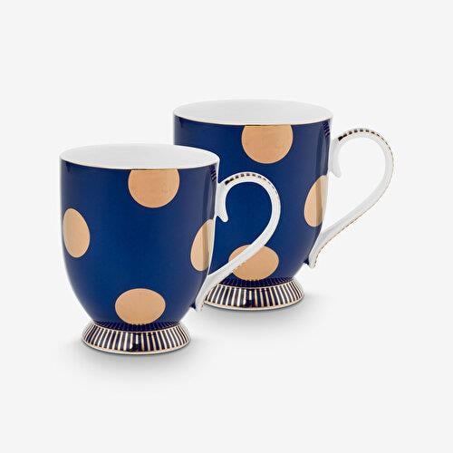 Pip Studio Dot Delight Lacivert Porselen Kupa Seti 380 Ml