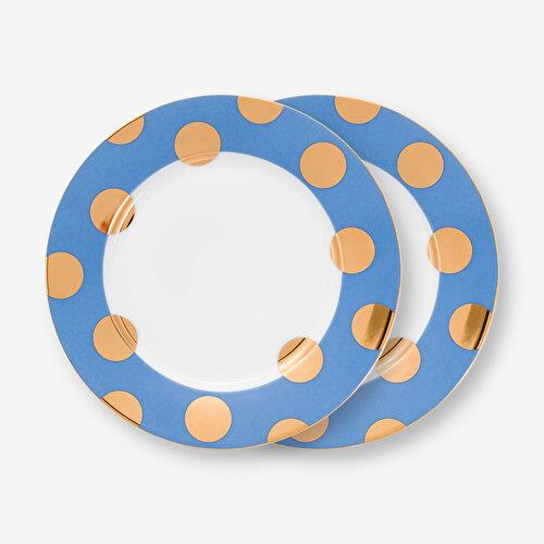 Pip Studio Dot Delight Mavi Porselen Kahvaltı Tabağı Seti 21 Cm