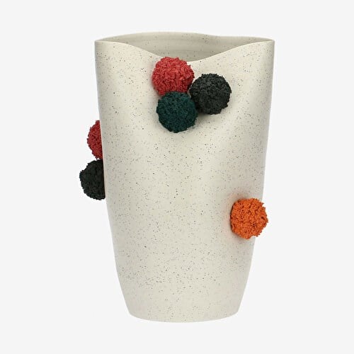 ROSE & TULIPANI MILANO Pompompon Beyaz Seramik Vazo 21X20x35 Cm