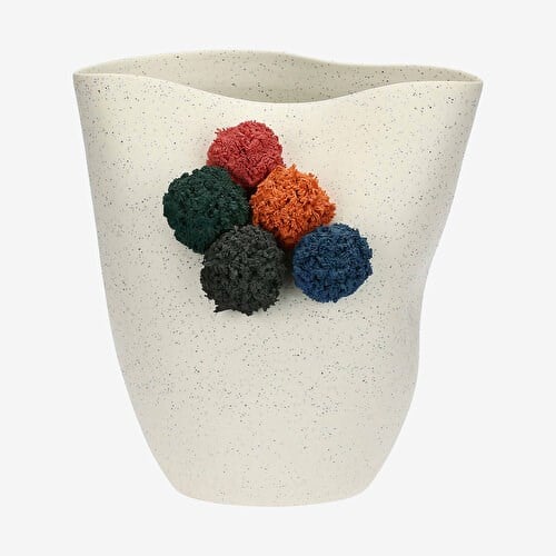 ROSE & TULIPANI MILANO Pompompon Beyaz Seramik Vazo 25X19x28 Cm