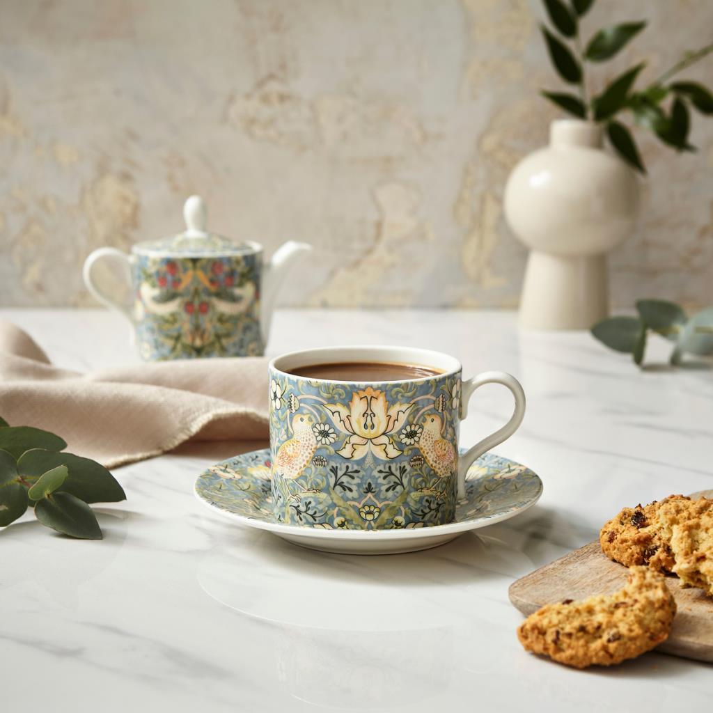 Spode Morris& Co Strawberry Thief Çay Fincanı + Tabağı