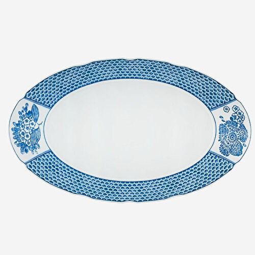 VISTA ALEGRE Coralina by Oscar de La Renta Mavi Porselen Servis Tabağı 41 Cm
