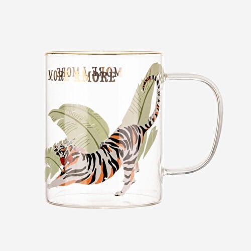 YVONNE ELLEN Animals Kaplan Siyah Cam Kupa 400 Ml