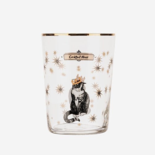 YVONNE ELLEN Animals Kedi Beyaz Cam Su Bardağı 500 Ml