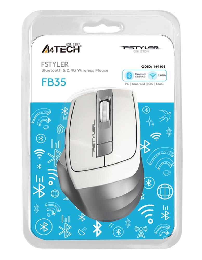 A4TECHA4 Tech Fb35 Beyaz Bluetooth+2.4G Nano Kablosuz Optik 2000 Dpi Mouse4711421947152
