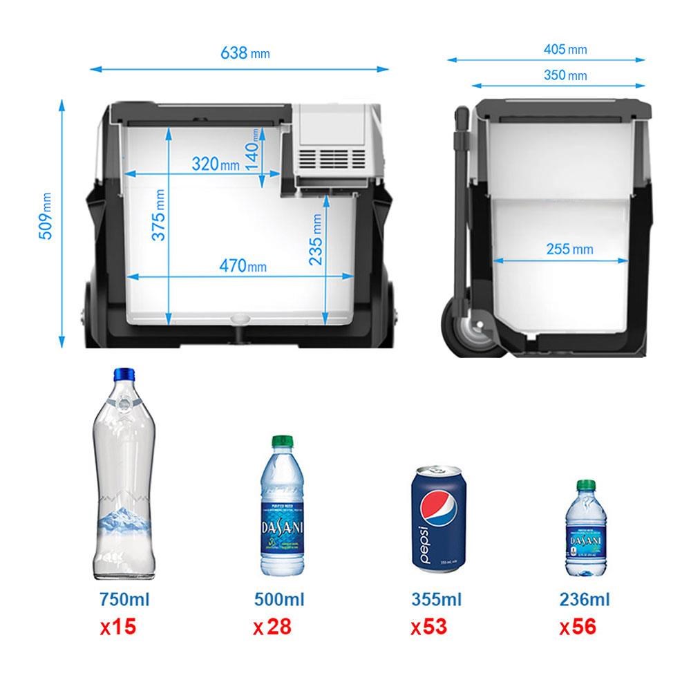 AcopowerAcopower PX40 12/24/220V 40Litre Kompresörlü Tekerlekli Outdoor Oto Buzdolabı (Akü Dahil Değildir)PX40