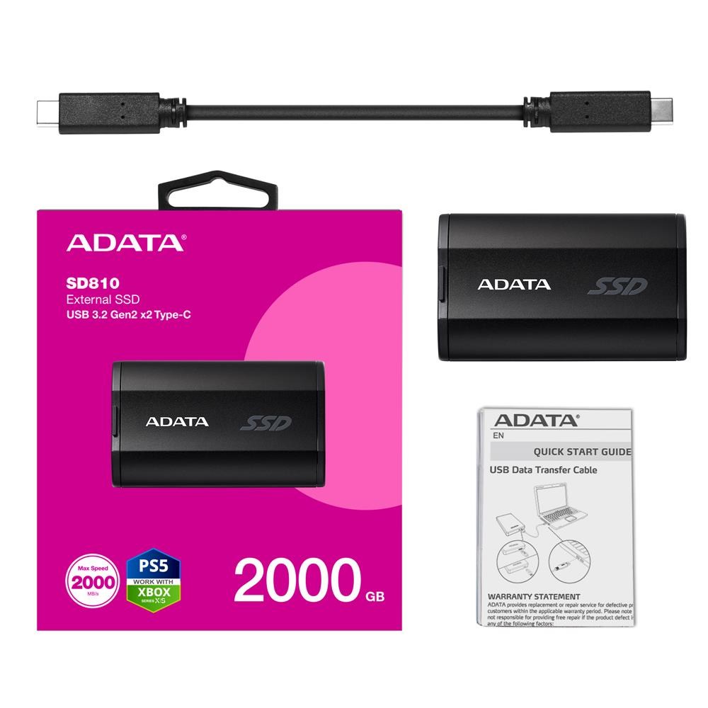 ADATAAdata 2000Gb SD810 Siyah Taşınabilir Usb 3.2 Gen2  x2 Type-C Ssd Harici Disk4711085945761