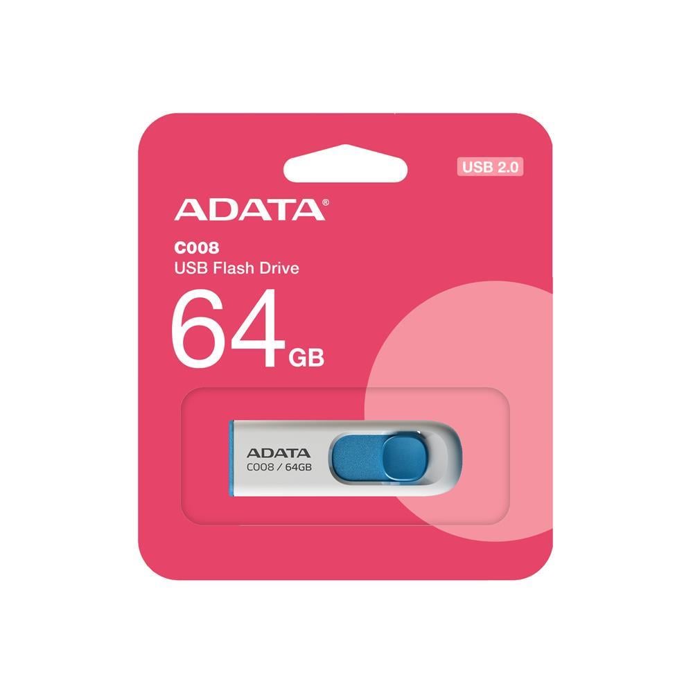 ADATAAdata C008-64GB 64GB USB2.0 Classic (White + Blue) Flash Bellek4713435791462