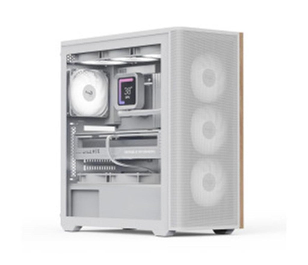 AEROCOOLAerocool AE D501A WH 4x12cm  Fanlı Ahşap Ön Panel Tempered Cam Yan ve Mesh Ön Panel, USB Type-C,ATX4711099479719