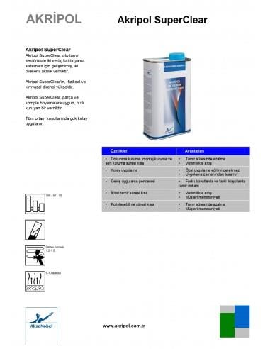 AkzoNobel AkzoNobel Akripol 2k Akrilik Superclear Vernik (GL) 3 LitreSuperclear Vernik (GL) 3 Litre