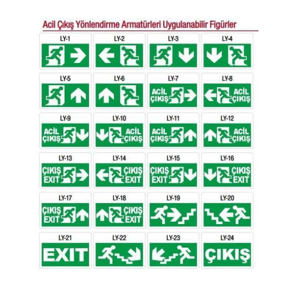 ArselArsel A20101 SFS20-3-L Acil Çıkış Yönlendirme Armatürü Şebekeden Yanan 8xF LEDSFS20-3-L