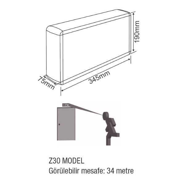 ArselArsel Dekolite Z Çift Yüz A30801 Acil Çıkış Yönlendirme Armatürü Sürekli ve Kesintide 180 Dak. Yanan 500 Lümen Dali KontrollüA30801