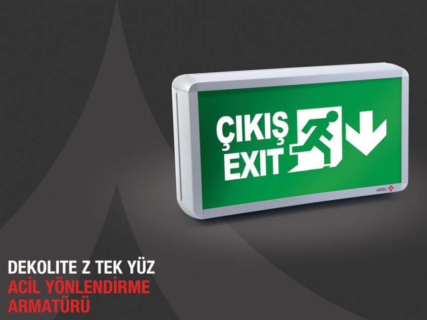 ArselArsel Dekolite Z Serisi AE-5213-L Sac Kasa Acil Çıkış Yönlendirme Armatürü Sürekli ve Kesintide 180 Dak. Yanan 1000 Lümen LEDAE-5213-L