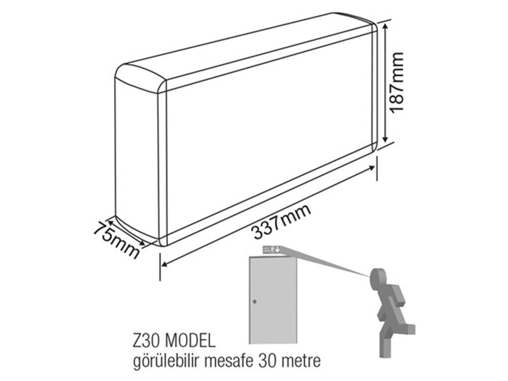 ArselArsel Dekolite Z Serisi Eko AE-3113-LE  Acil Çıkış Yönlendirme Armatürü Kesintide 180 Dak. Yanan20xFAE-3113-LE